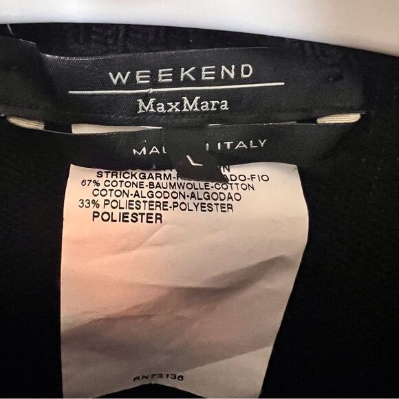 Weekend Max Mara Womens Made in Italy Short Sleeve Zippered Black Sweater Size L - Picture 5 of 6